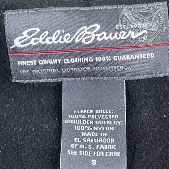 Eddie Bauer Full Zip Fleece Jacket Men’s S Nylon Overlay Soft Fleece Black - Picture 5 of 10